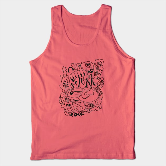 Doodle Music Tank Top by herubintang